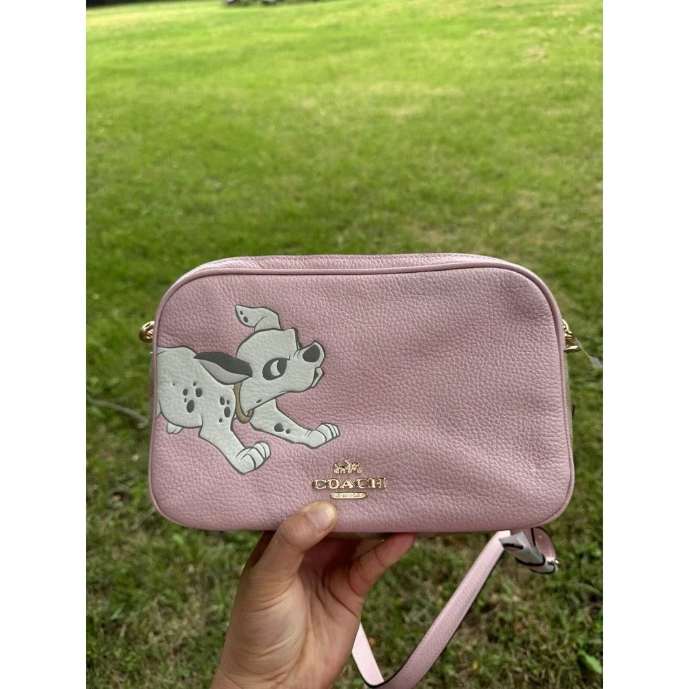 Disney X Coach 101 Dalmatians Signature Pink Pebbled Leather Crossbody Purse New